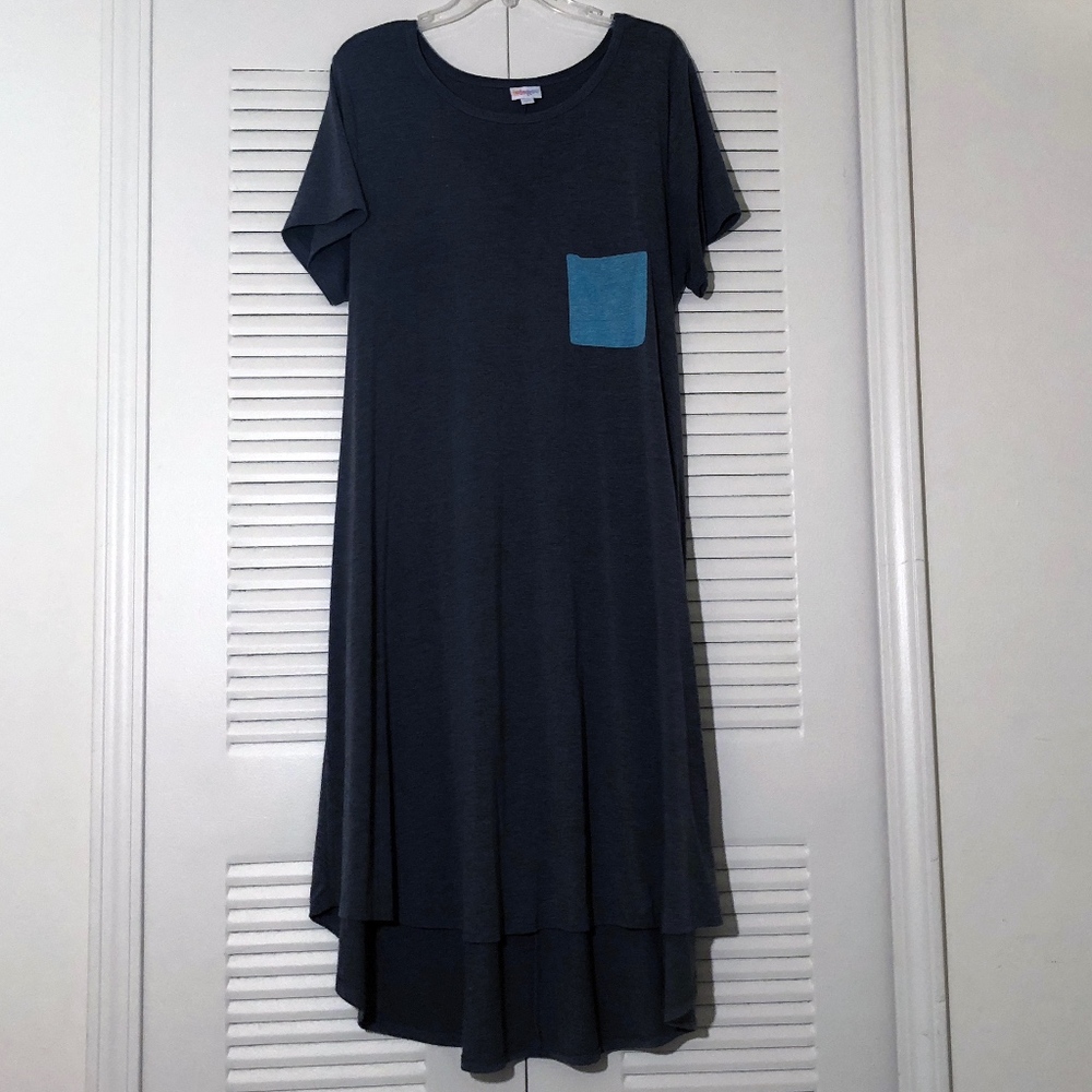 LULAROE - Dark Gray/Teal Heather Carly - XXL